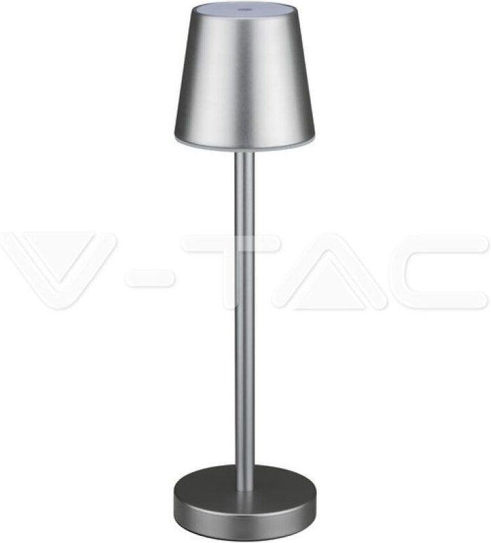 3W wiederaufladbare LED-Tischlampe, Grau, Touch-dimmbar, Naturweiß - V-tac