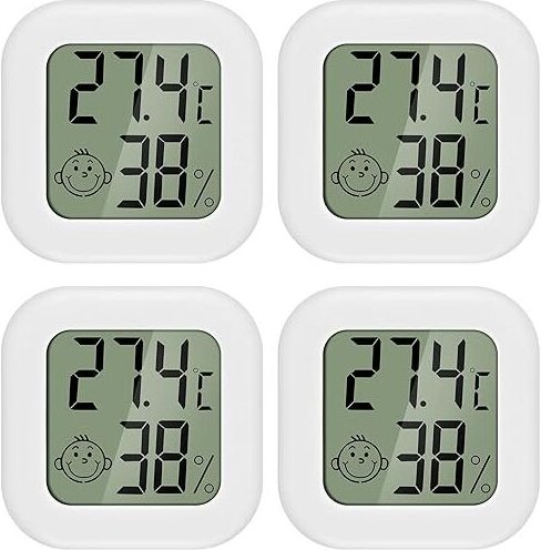 4 Stück luftfeuchtigkeitsmesser Thermometer Innen Mini LCD Digital Thermometer Hygrometer Gauge für Babyzimmer Seniorenz...