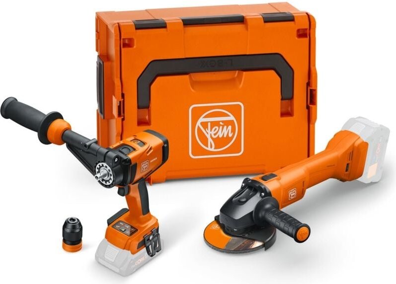 FEIN Vorteils-Combo Akku-Bohrschrauber ASCM 18-4 QM AS & Akku-Winkelschleifer CCG 18-125-12 AS