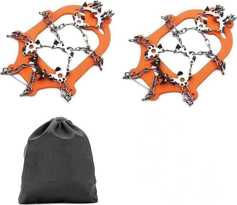 Steigeisen, Eiskrallen, Traktion, Schneegriffe für Stiefel, Schuhe, Damen und Herren, verbesserte rutschfeste 24 Edelsta...