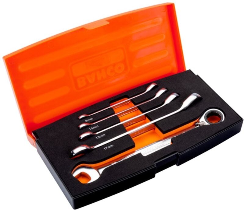 Satz metrische Knarren-Ring-Maulschlüssel - 5-tlg./Kunststoffbox - Bahco