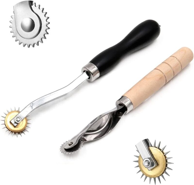 Stück Anreißrad mit Holzgriff, Anreißrad zum Nähen, Anreißrad, Markierungsrad, Lederhandwerkswerkzeuge