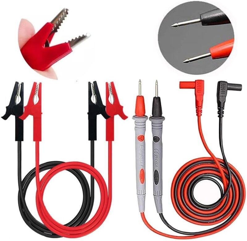 Dolaso - Multimeter-Messleitung, Multimeter-Messleitungsset enthält 4 Stück Krokodilklemmen/Multimeter-Messleitung