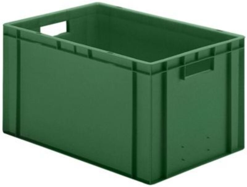 LA-KA-PE Transport-Stapelkasten B600xT400xH320 mm grün, geschlossen mit Griffloch