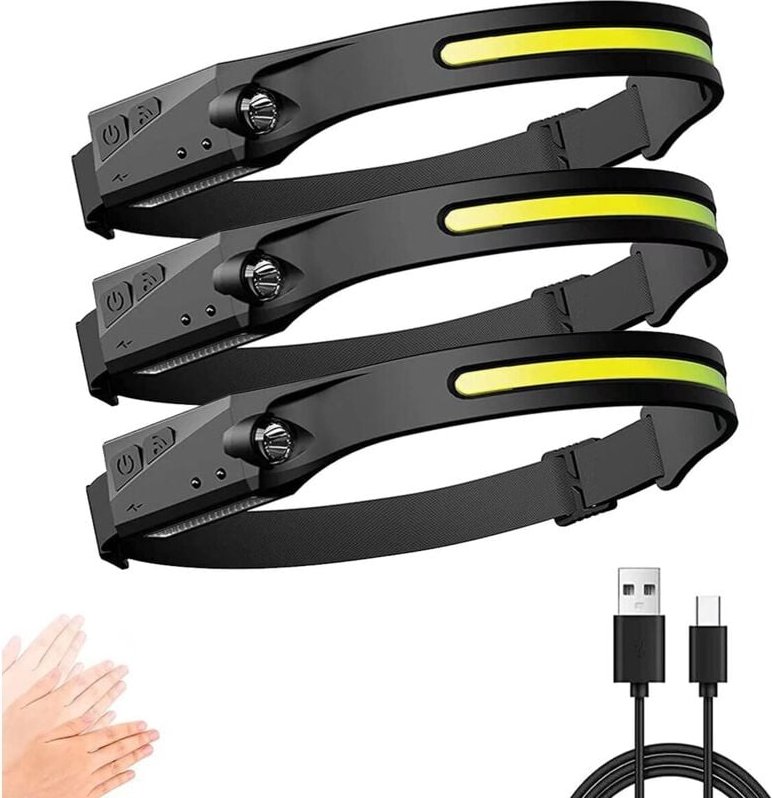 Tonchean - Stirnlampe, leistungsstarker, per usb wiederaufladbarer LED-Scheinwerfer mit 350 Lumen, 3 Beleuchtungsmodi, m...