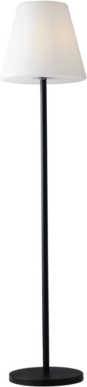 Stehlampe für den Außenbereich, schwarze Metallstruktur, weißer Lampenschirm Geco