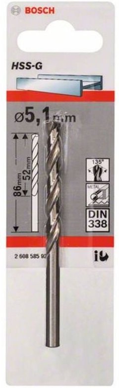 1 Metallbohrer hss-g 5,1x52x86mm - Bosch