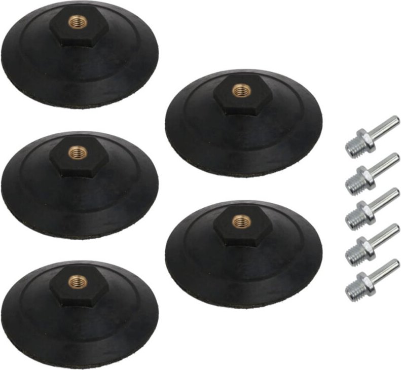 5x Trade-shop Klett Haftteller / Schleifteller / Aufnahmeteller 100mm Durchmesser für Schleifscheiben, Schleifpads, Poli...