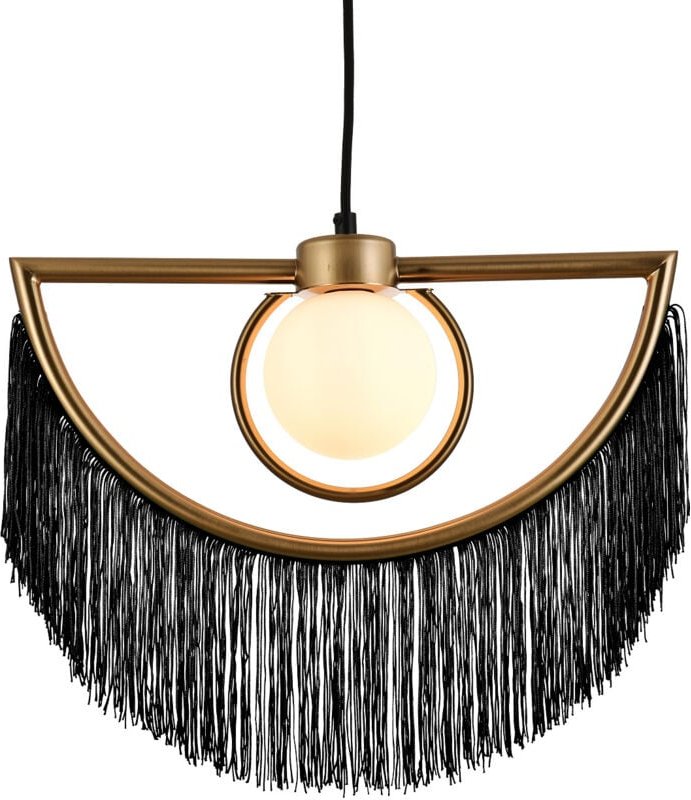 Pendelleuchte Metall mit Fransen Dalila Schwarz