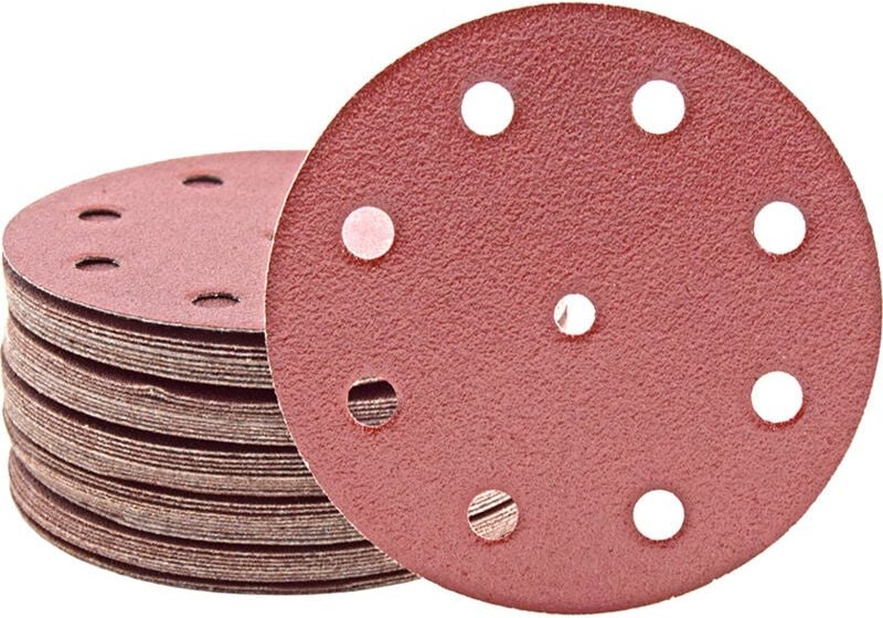 Fox Klett-Schleifscheiben, 125 mm, 9-Loch, f. Exzenterschleifer, Normalkorund (50 Stk.) K100 - Miotools