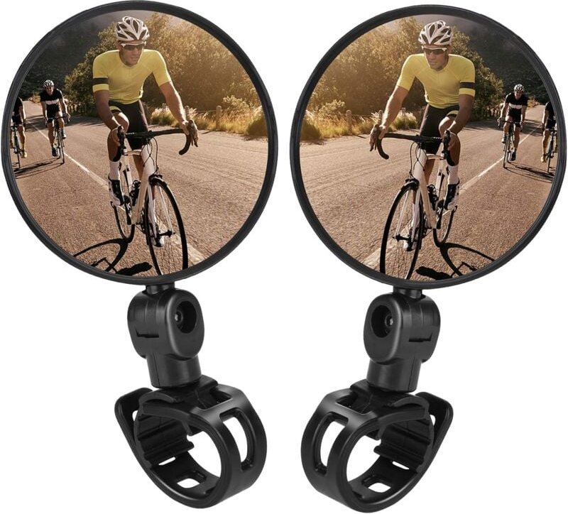 Thumbnail - Aougo - Fahrradspiegel, 2 Stück, Fahrrad-Rückspiegel, verstellbar, drehbar, am Lenker montiert, konvexer Kunststoffspieg...