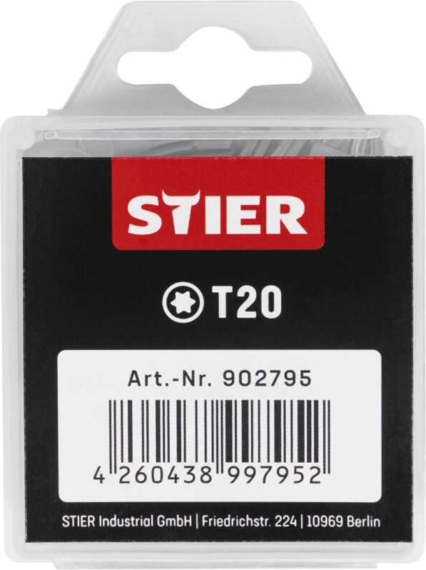 STIER TORX-Bit-Großpackung, 50 Bits, T 20, 25 mm Länge, Profi Werkzeug, leistungsstark und langlebig, in Plastikbox, für...