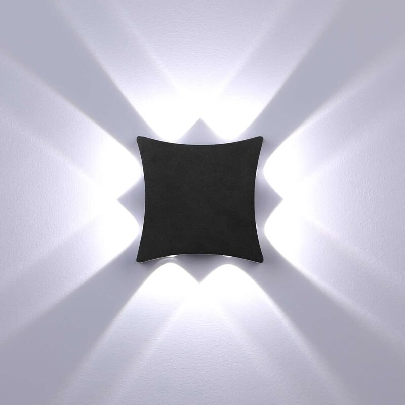 LED Wandleuchte Außen Innen Wandleuchte 8W Wasserdicht IP65 Wandleuchte Schwarz Wandbeleuchtung für Badezimmer Flur Kind...