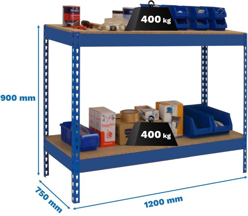 Simonrack Arbeitstisch aus blauem Metall und Holz 877x1210 mm