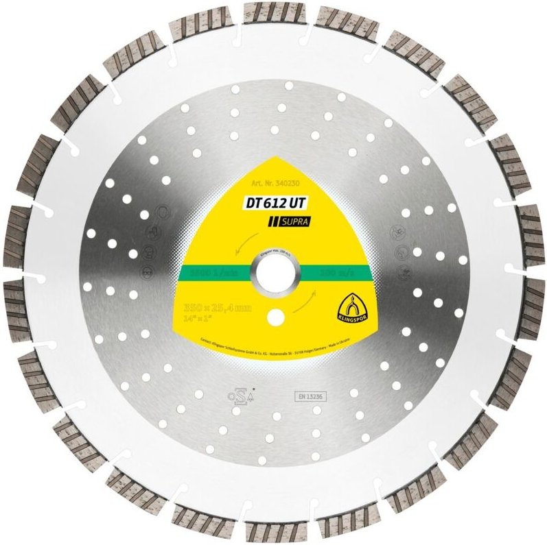 Klingspor - 340227 dt 612 ut Supra Diamant-Trennschleifscheiben für Winkelschleifer für Bau/Beton/Panzerbeton/Kalksandst...