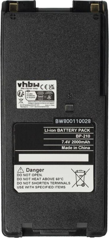 Vhbw - 1x Akku kompatibel mit Icom IC-T3H, IC-V81, IC-V82, IC-U82, IC-V8 Funkgerät, Walkie Talkie (2000 mAh, 7,4 v, Li-I...