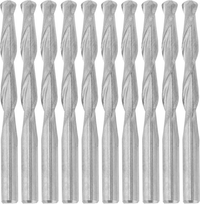 Zoternen - 10 Stück 2-Flöten-Spiralfräser für Holz, cnc, Wolfram-Fräser, 3,175 x 22 mm