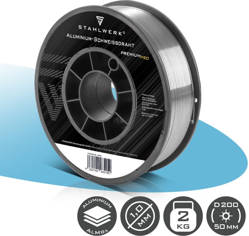 Stahlwerk - Schweißdraht mig mag Aluminium ER5356 (AlMg5) 1,0 mm 2 kg Drahtrolle