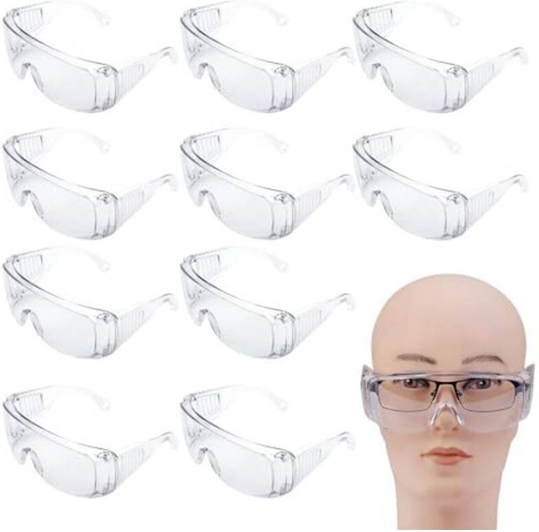10 Stück Schutzbrille, Anti-Beschlag und Kratzbeständigen Gläsern, Transparent Laborbrille, Arbeitsschutzbrille, Augensc...