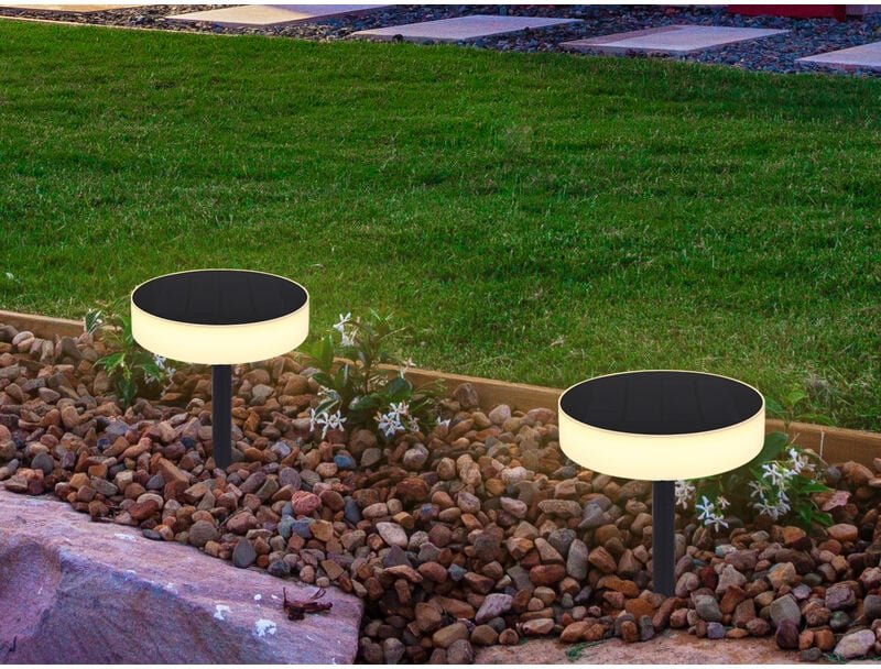 Meinewunschleuchte - Solarleuchten Set mit abnehmbaren Erdspieß, auch zur Wandmontage geeignet Ø15cm
