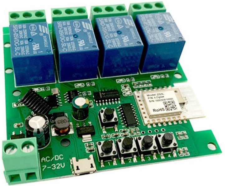 Tlily - Zigbee Tuya Smart 4CH Relais Modul DC5V 7-32V RF433Mhz Fernbedienung Licht Schalter Arbeit mit Home