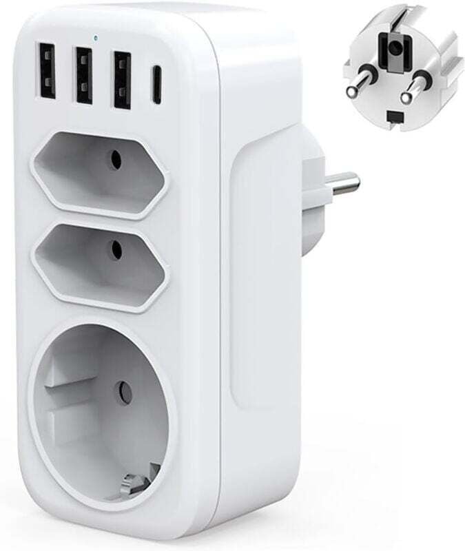 Usb c Wandsteckdosenleiste, 4000 w, Steckdosenadapter, Mehrfach-USB-Ladegerät mit 3 usb + Typ c, 1 Schuko-Steckdose und ...