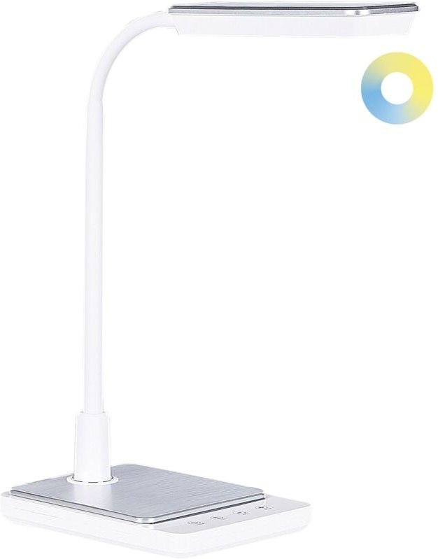 Schreibtischlampe led Weiß Kunststoff mit Silikonarm Verstellbar Dimmbar Rechteckig Modern Büro Homeoffice Arbeitszimmer...