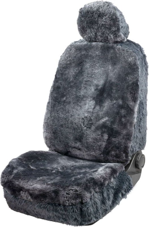 Walser - Autositzbezug Maya aus Lammfell, PKW-Schonbezug Einzelsitz, Lammfellbezug anthrazit