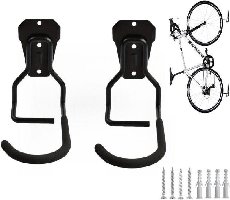 Set mit 2 vertikalen L-förmigen Haken, Fahrradständer, robuster Haken für wandmontierte Fahrradständer für die Garage