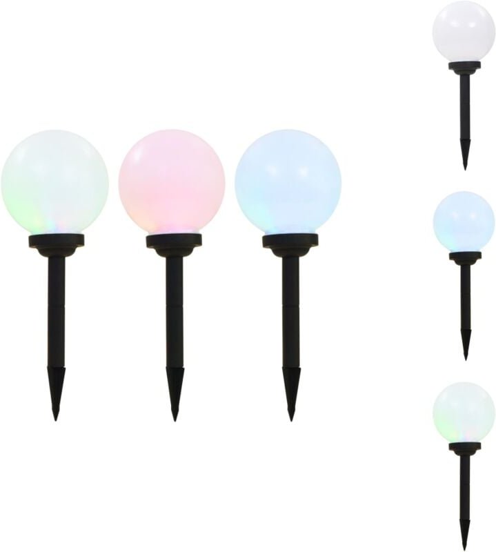 Outdoor Solarleuchten 3 Stück led Kugelförmig 20 cm rgb - Outdoor Beleuchtung - Solarleuchte - Gartenbeleuchtung - Terra...