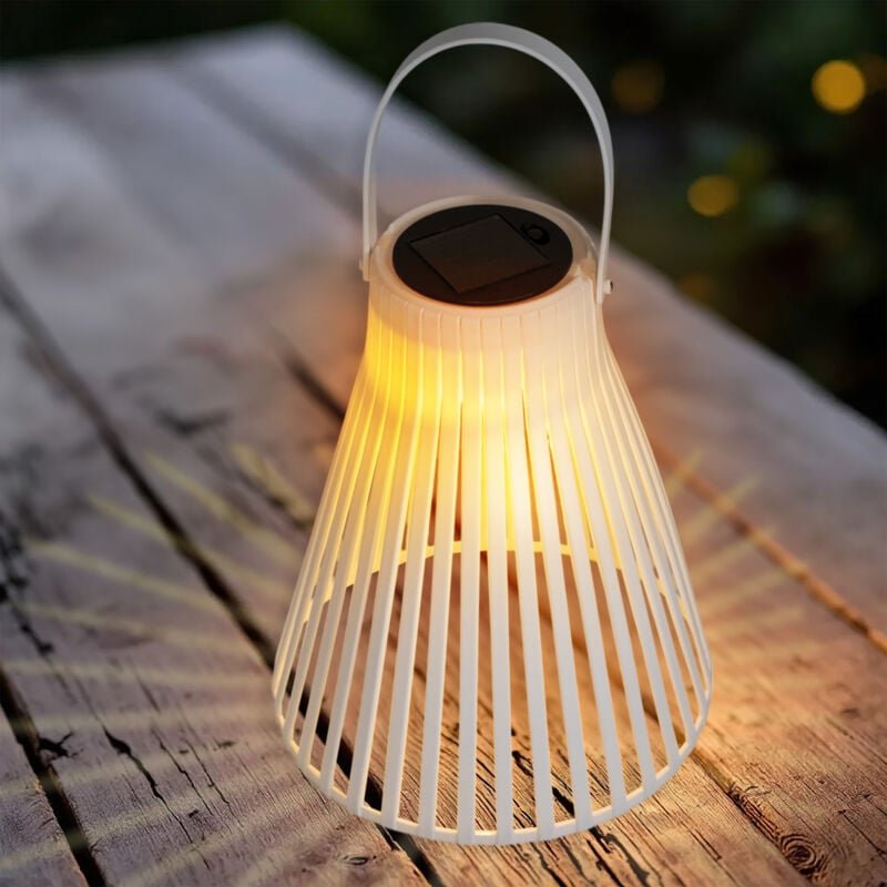 Spetebo - Solar led Laterne weiß in Trichterform - 23 cm - Garten Hängeleuchte warmweiß für Außen und Innen