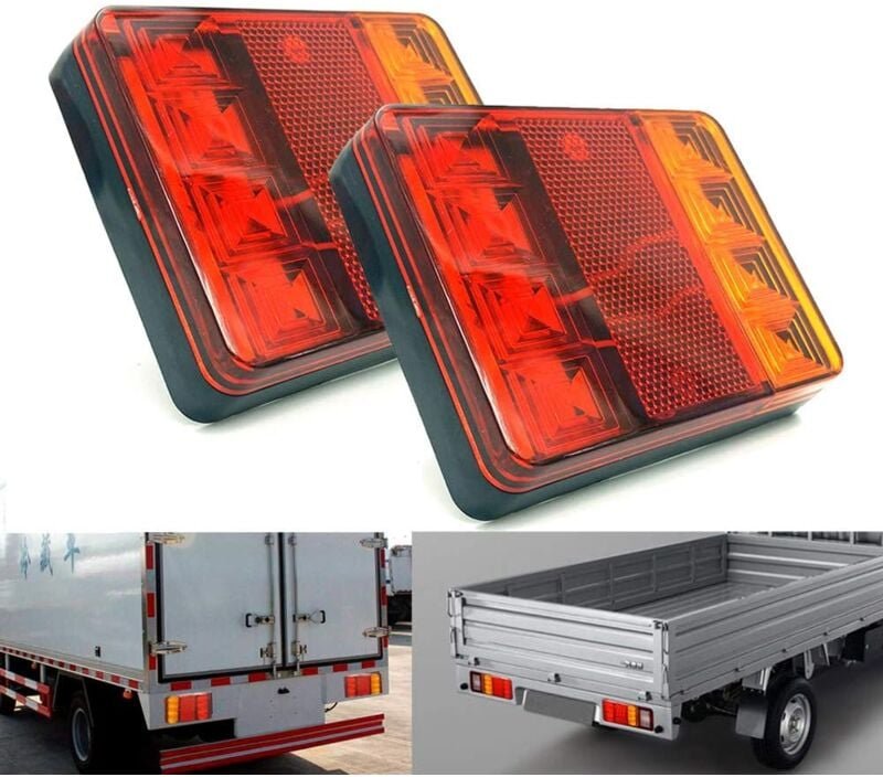 Ersandy - 2PCS Wasserdichte 8 led Rückleuchten Rot Gelb Hinten Zurück dc 12V für Anhänger Lkw Boot Auto Styling Warnung