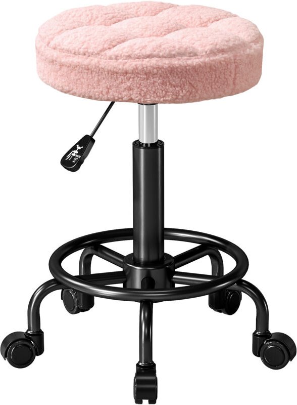 Rollhocker höhenverstellbar Drehhocker 55-66 cm Arbeitshocker 360° drehbar Ø50 x 50-66 cm Rosa