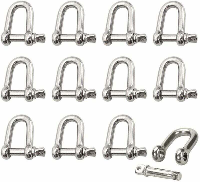 ZVD-Stainless Steel Shackle 12 Stück M4 Edelstahlschäkel Hebeschäkel Kette D-Ring Schäkel Stiftschraube Schnalle Gerader...