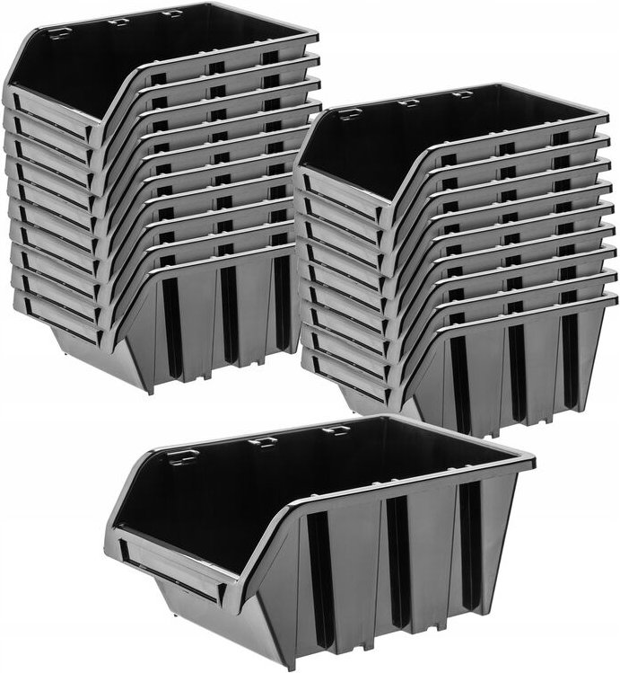 Werkstatt-Stapelkiste, aus pp Kunststoff, Schwarz, 20 Stück, 290 x 200 mm - Kadax