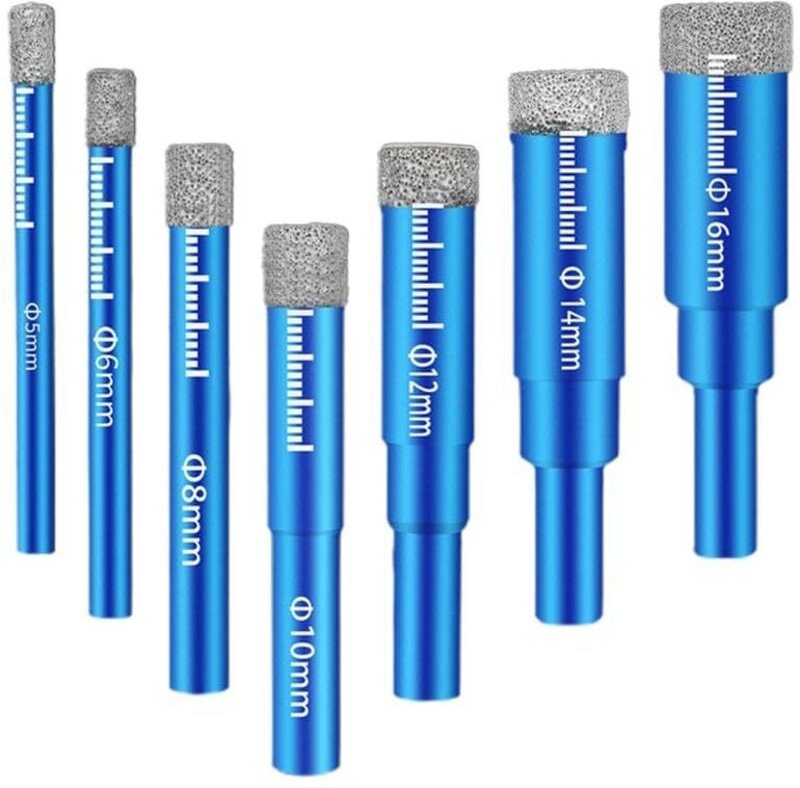 Diamant-Fliesenbohrer, Diamant-Fliesenbohrer, 7-teilig, Diamantbohrer, für Keramikfliesen, Feinsteinzeug, Fliesen, Glas,...