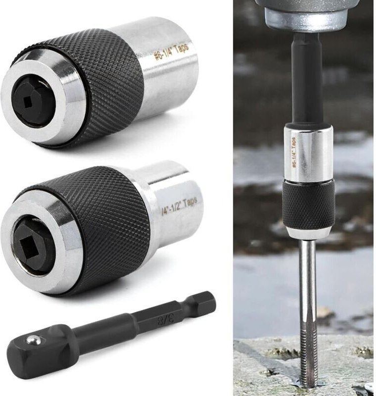 Set aus 2 Gewindebohrer-Steckschlüsseln mit 1 x 0,95 cm Steckschlüsseladapter, verstellbarem Gewindebohrer-Ausdreher, fü...