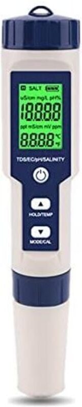 Wasserqualitätstester, tragbares 5-in-1-Funktions-Digital-Wasserqualitätstest-PH/Salzgehalt/Temp/TDS/EC-Messgerät für Ga...