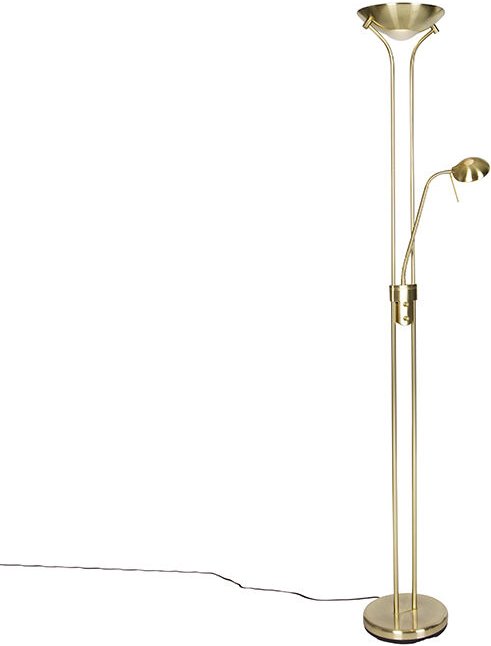 Moderne Stehleuchte Messing mit Leselampe inkl. led dim to warm - Diva