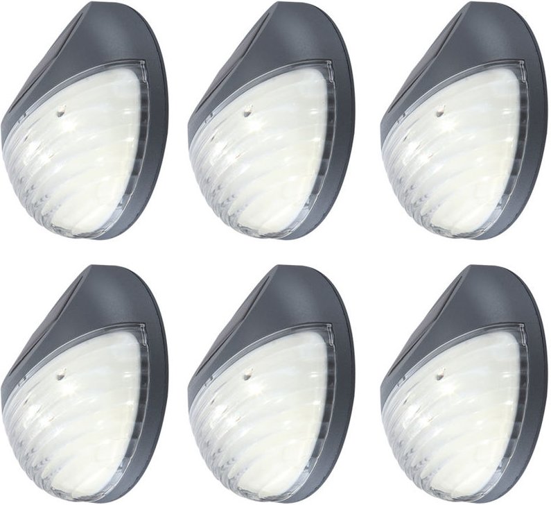 6er Set LED Solar Außen Garten Lampen Zaun Leuchten IP44 Beleuchtungen rund