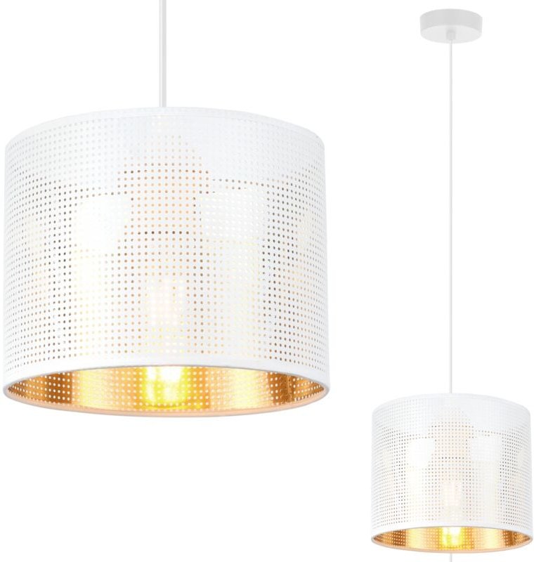 Asti Weisse Hängelampe 1 Flacher Weissgold-Lampenschirm 20cm