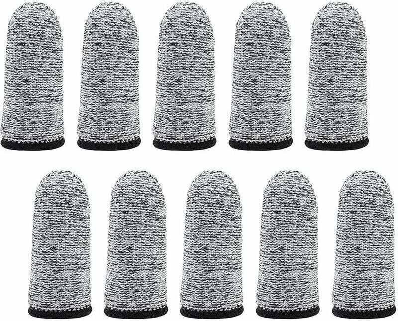 Packung mit 10 wiederverwendbaren und schnittfesten Fingerschutzhandschuhen - Für Küchenarbeiten, Modellieren (grau)