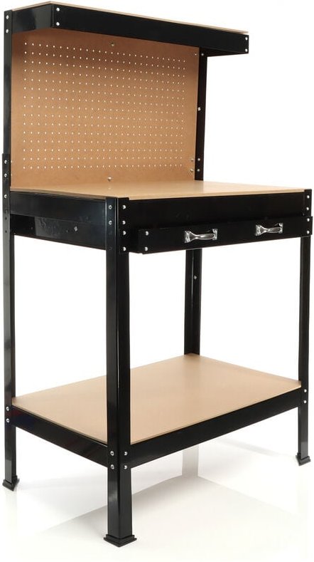 Wiltec - Werkbank 800 x 500 x 1400 mm mit Lochwand, Werkzeugbank mit Stahlrahmen, Arbeitstisch mit Arbeitsplatte aus mdf...