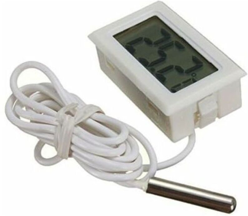 Digitales LCD-Thermometer mit externer Sonde für Kühlschrank, Gefrierschrank und Aquarium – Weiß.
