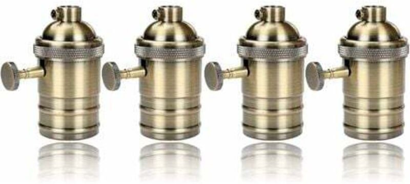 4 Stück Edison Vintage Fassung E27 Lampenadapter mit Schalter Retro Vintage Kronleuchter kabellos Antik Messing - Lablan...