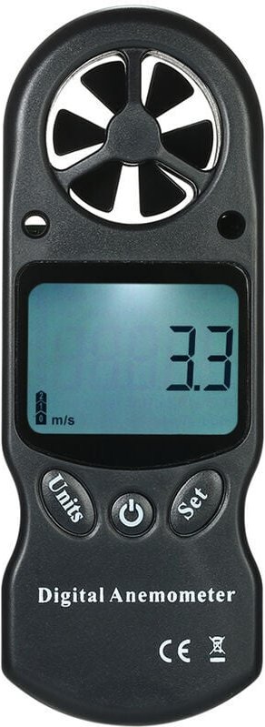 Mini-tragbares multifunktionales digitales Anemometer mit Temperatur- und Hygrometer (Schwarz)
