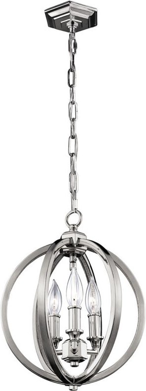 Corinne - 3 leichte kleine kugelförmige Deckenanhänger aus poliertem Nickel, E14 - Elstead