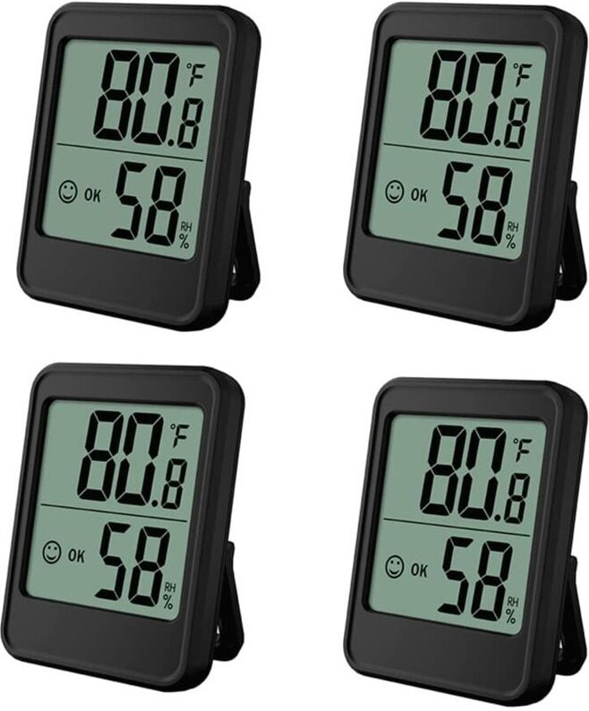 4-teiliges Innenthermometer-Hygrometer, Feuchtigkeits- und Temperaturmonitor, Raumthermometer, mit Komfortniveauanzeige ...