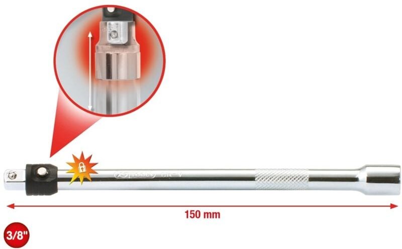 3/8' CHROMEplus Verlängerung mit Verriegelung, 150mm