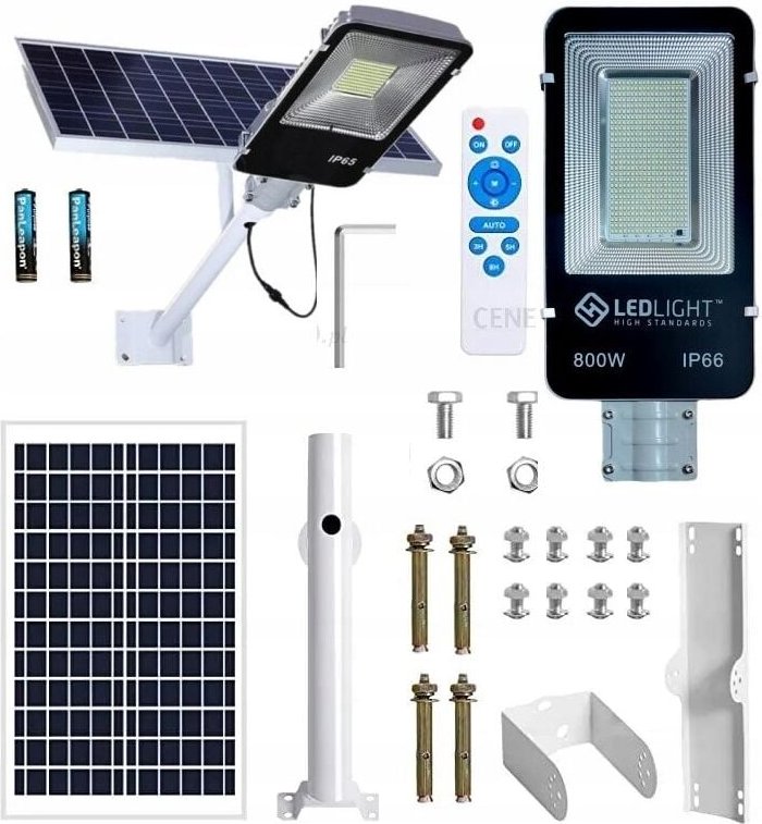 Straßenlaterne mit Dämmerungssensor Solar 800W